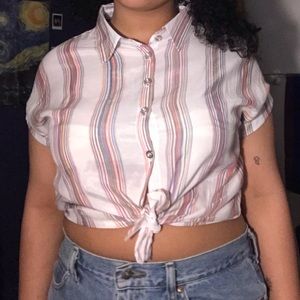 Knotted button up crop top